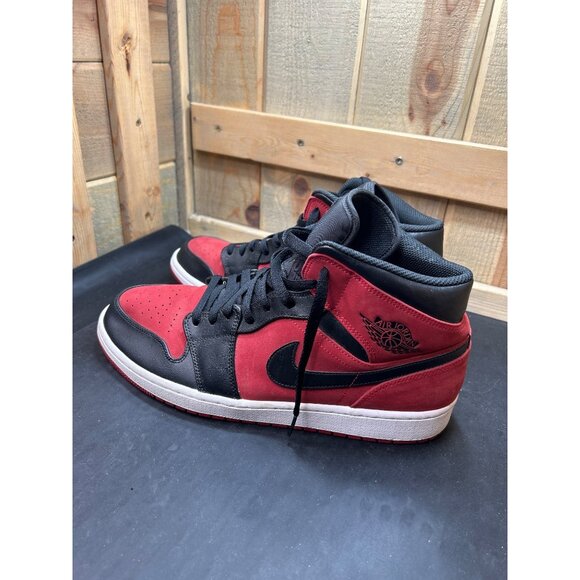 Nike Air Jordan 1 Mid Reverse Banned Gym Red/Black/White 554724-610 Mens Size 13 - Picture 7 of 9